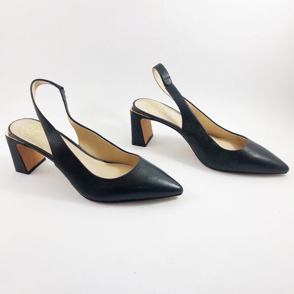 NWOB! Vince Camuto Hamden Slingback Black Leather Heels 11 - Picture 2 of 11